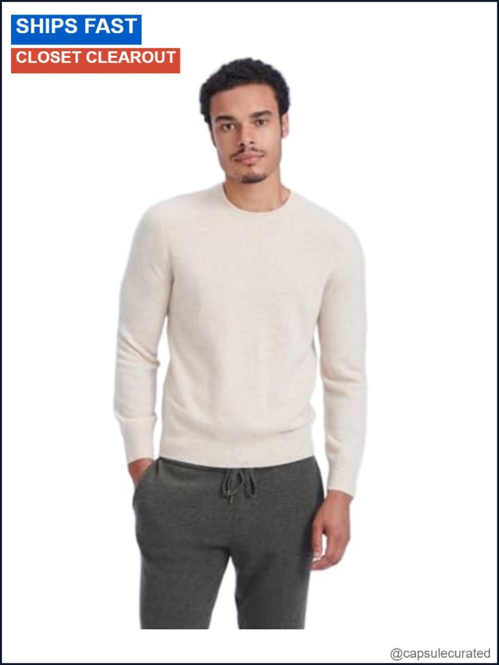 100% Mongolian Cashmere Crewneck Pullover Sweater Classic Fit